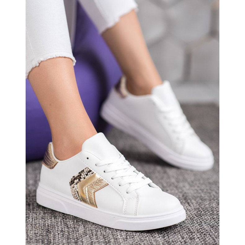 SHELOVET Sapatos de couro ecológico da moda branco amarelo 2