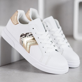 SHELOVET Sapatos de couro ecológico da moda branco amarelo 1