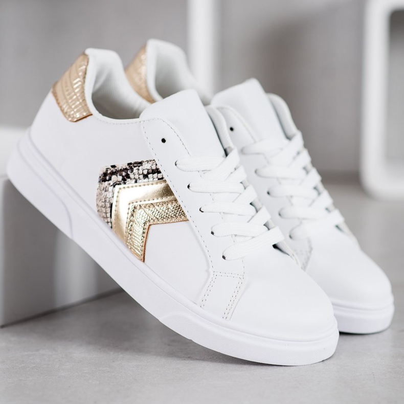 SHELOVET Sapatos de couro ecológico da moda branco amarelo 1