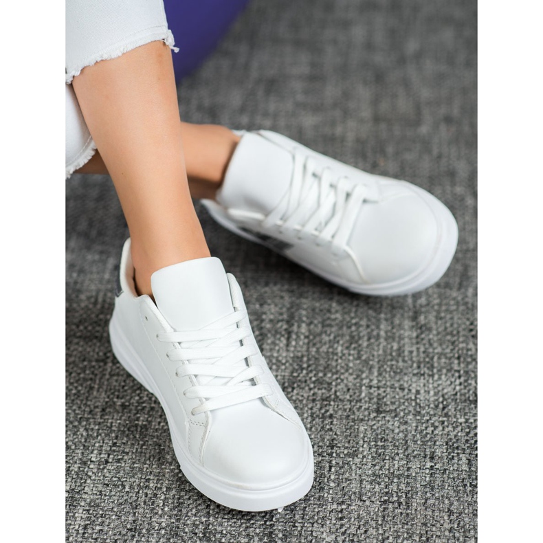 SHELOVET Sapatos de couro ecológico da moda branco cinza 1