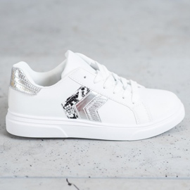 SHELOVET Sapatos de couro ecológico da moda branco cinza 2