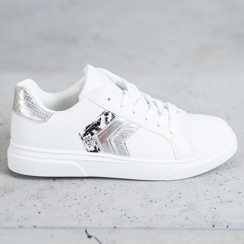 SHELOVET Sapatos de couro ecológico da moda branco cinza 2