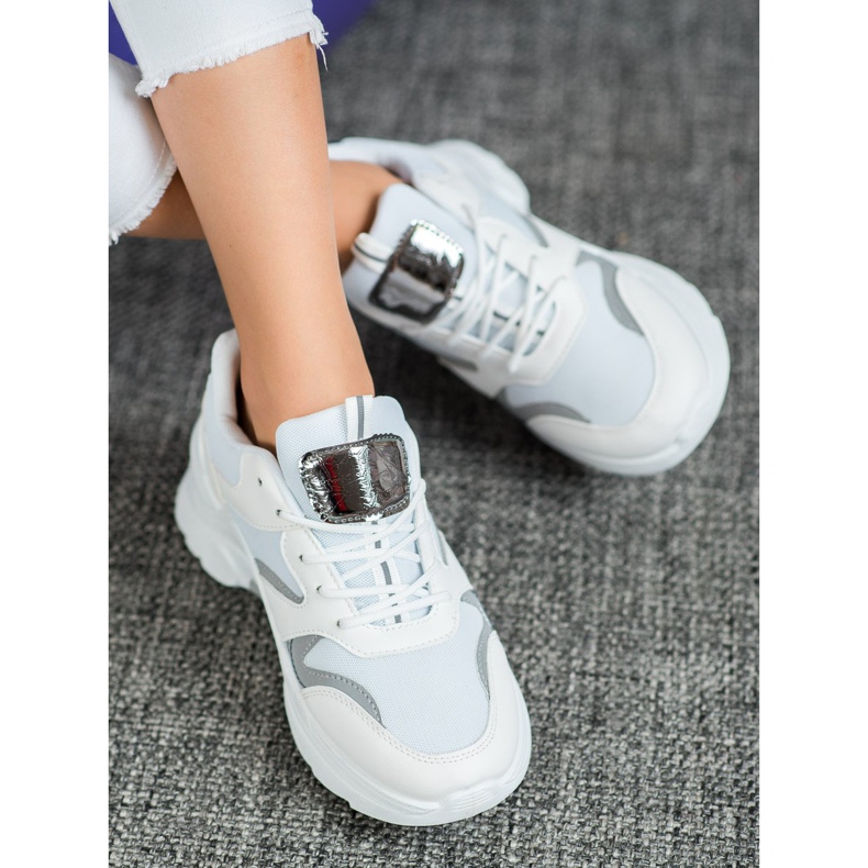 SHELOVET Tênis estilosos branco cinza 1