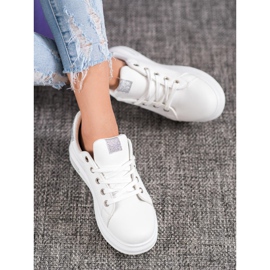 SHELOVET Tênis com inserções brilhantes branco cinza 1