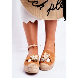 PS1 Alpercatas femininas no Camel Denver Linen Platform marrom 2