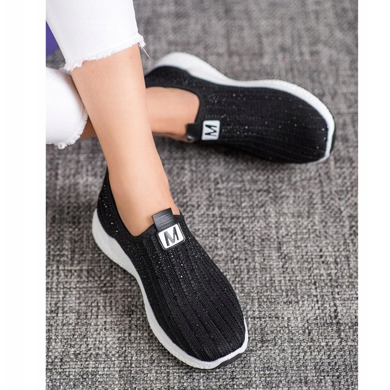 SHELOVET Sapatos Pretos Com Cristais 2