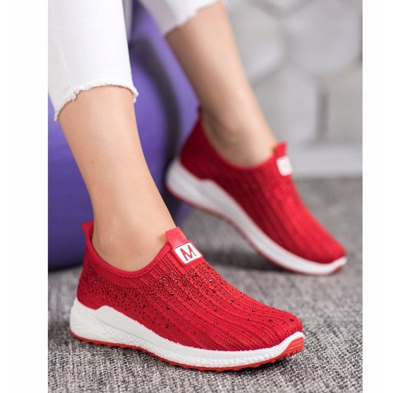 SHELOVET Sapatos Vermelhos Com Cristais 1 SHELOVET Sapatos Vermelhos Com Cristais 1