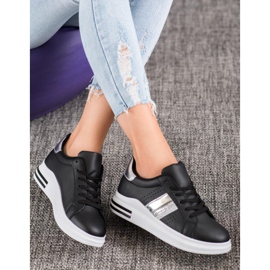 SHELOVET Tênis de couro ecológico preto 2