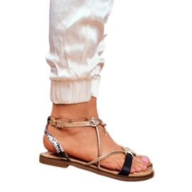 S.Barski Sandálias femininas lisas preto e dourado Barski Samim amarelo 2