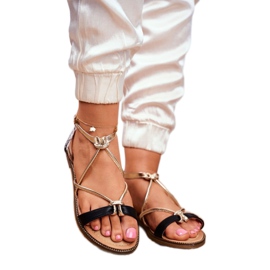 S.Barski Sandálias femininas lisas preto e dourado Barski Samim amarelo 1