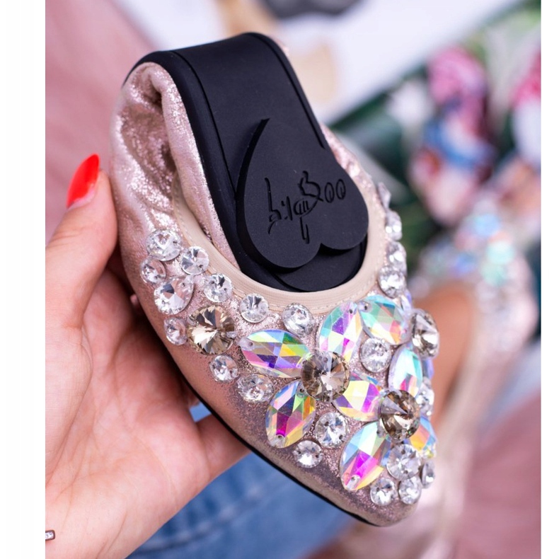 Lu Boo Golden Ballerinas on Elastic Stones Even dourado 4 Lu Boo Golden Ballerinas on Elastic Stones Even dourado 4