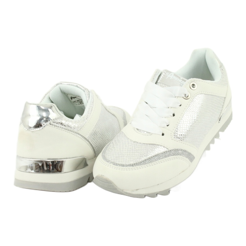 American Club Sapatos esportivos femininos 16355 Branco/Prata cinza 3