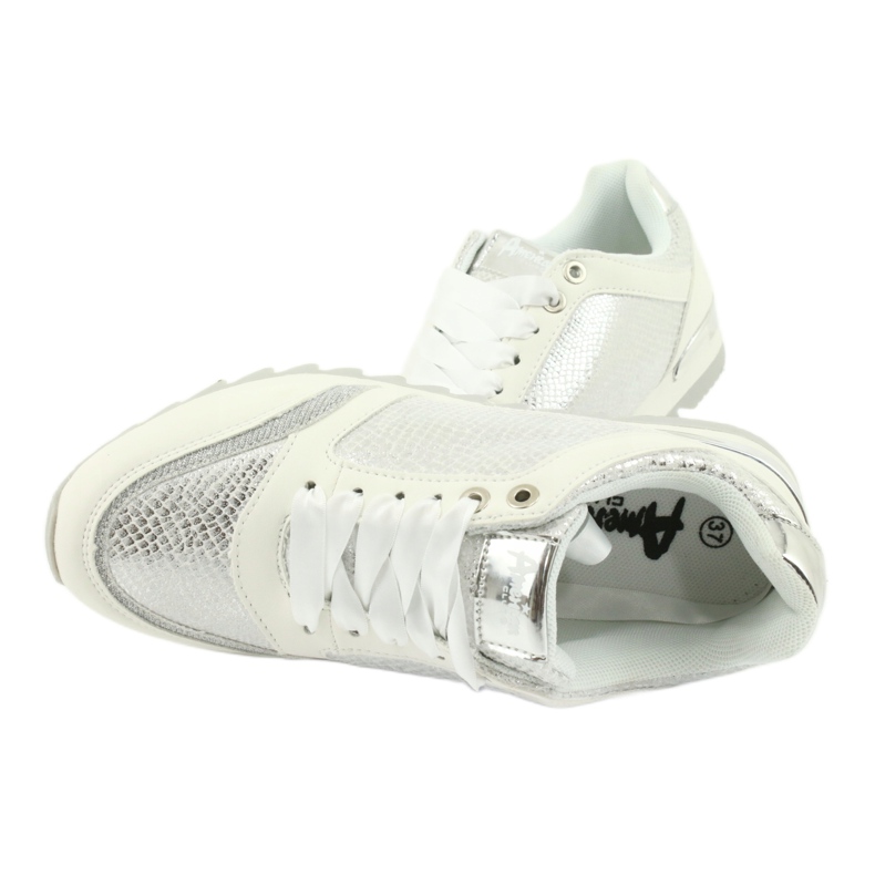 American Club Sapatos esportivos femininos 16355 Branco/Prata cinza 4