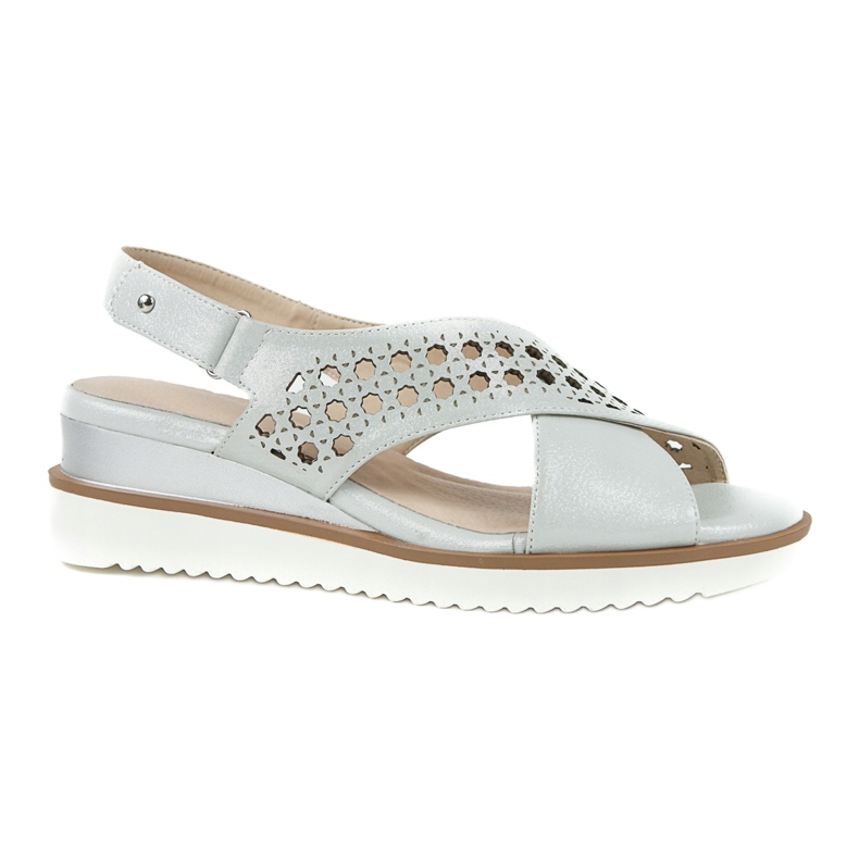 M.Daszyński Sandálias de prata em cunha Daszyński 1838 cinza 6