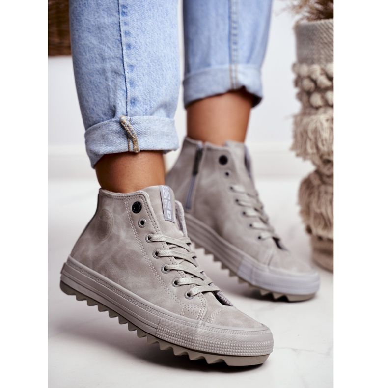 Tênis feminino Big Star cinza alto quente GG274070 2