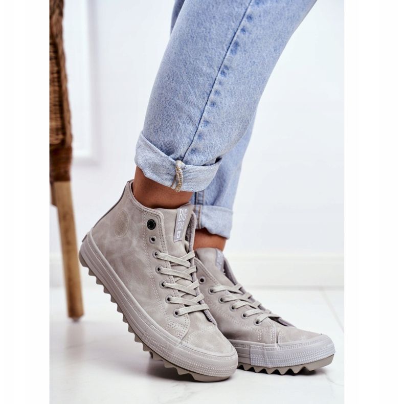 Tênis feminino Big Star cinza alto quente GG274070 1