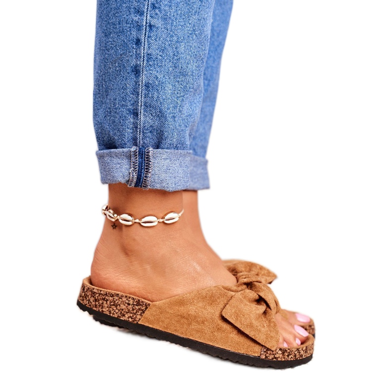 NFR Chinelos marrons femininos com cortiça curva Wendy castanho 2