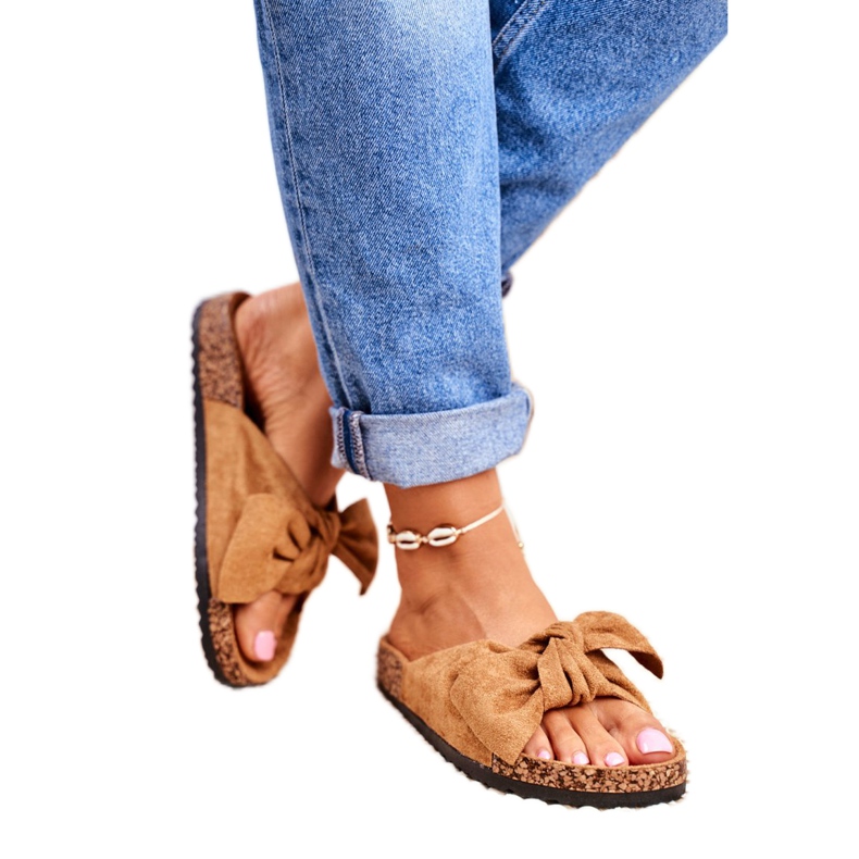 NFR Chinelos marrons femininos com cortiça curva Wendy castanho 1