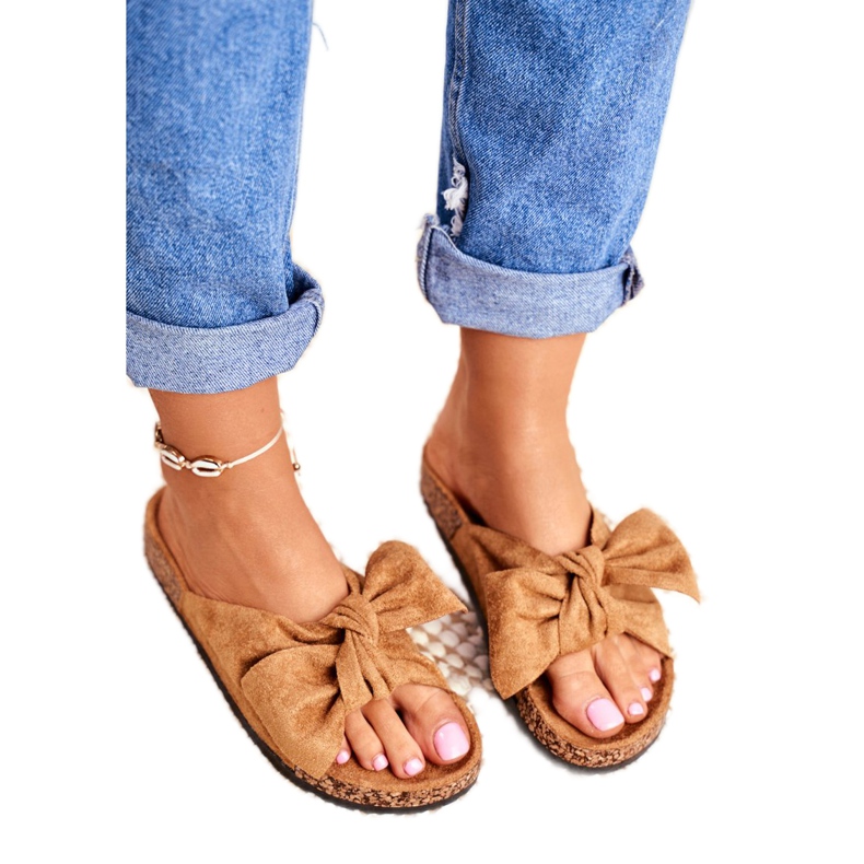 NFR Chinelos marrons femininos com cortiça curva Wendy castanho 3