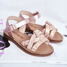 FRROCK Sandálias infantis com velcro para meninas rosa lilo amarelo 1