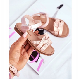 FRROCK Sandálias infantis com velcro para meninas rosa lilo amarelo 2