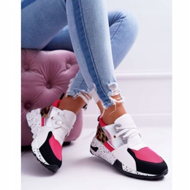 Sapatos esportivos femininos Lu Boo com padrão leopardo branco Malibu preto rosa prata 2