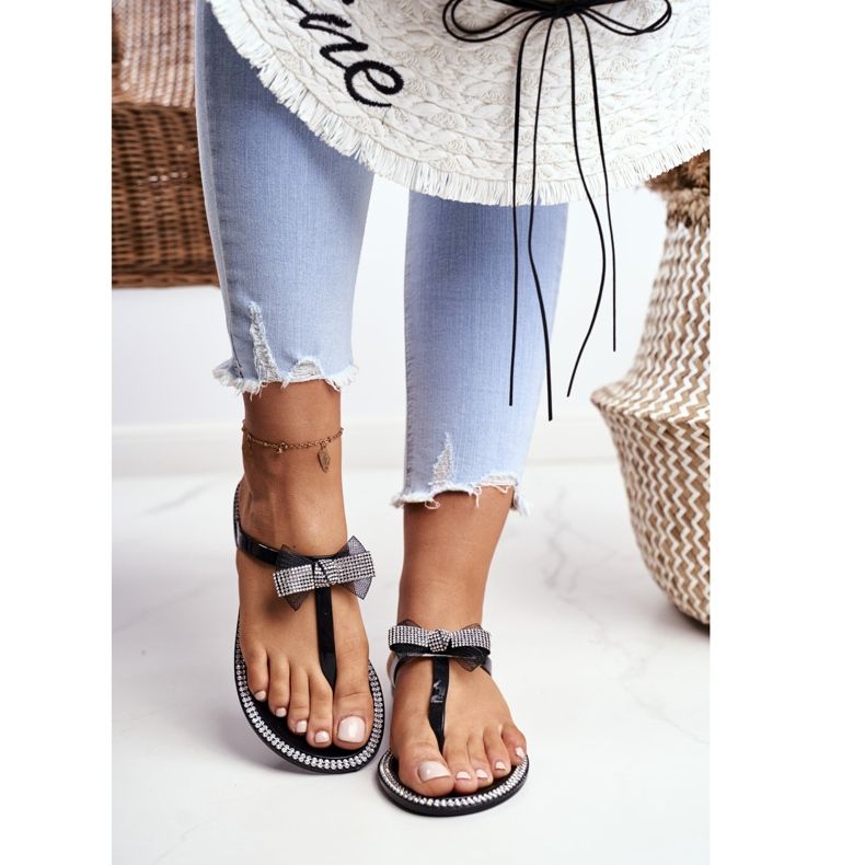 LU BOO Chinelos femininos de borracha pretos chinelos strass Lou 2