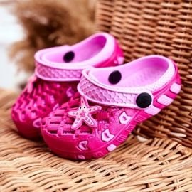 Chinelos infantis de espuma crocs rosa estrela do mar Susan 1