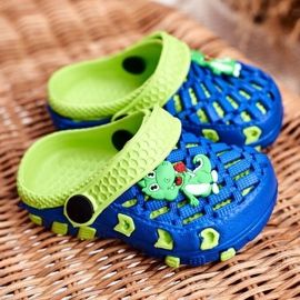 Chinelos infantis de espuma crocs azul marinho crocodilo casper amarelo 1