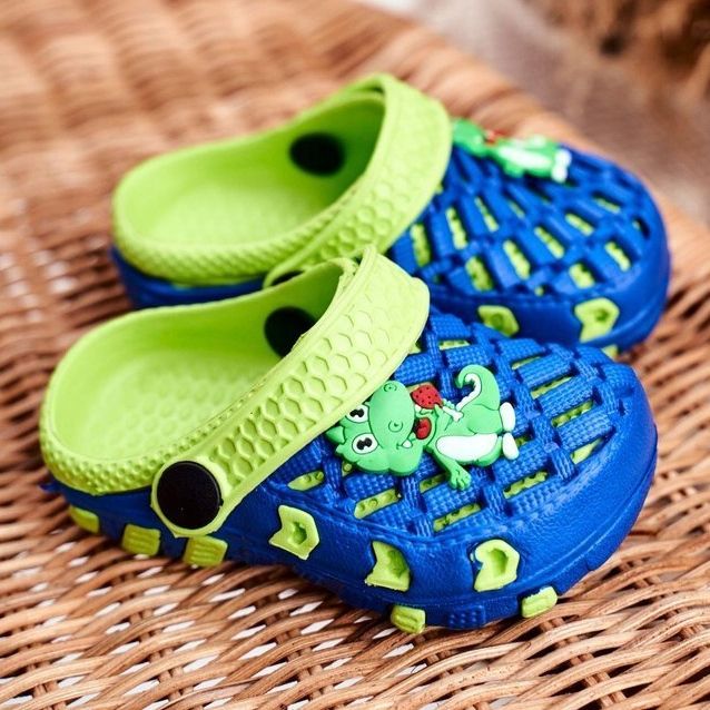 Chinelos infantis de espuma crocs azul marinho crocodilo casper amarelo 1