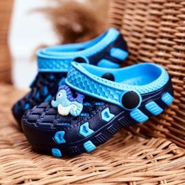 Chinelos infantis de espuma Crocs Black Seahorse Casper preto azul 1