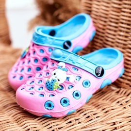 Chinelos infantis de espuma de crocodilo rosa coelho Zoë 1