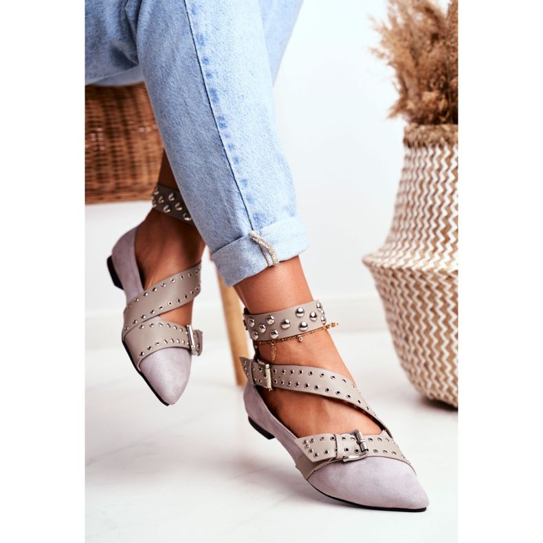 Lu Boo Ballerina In Spitz Listrado Rebites Gray Esteria cinza 2