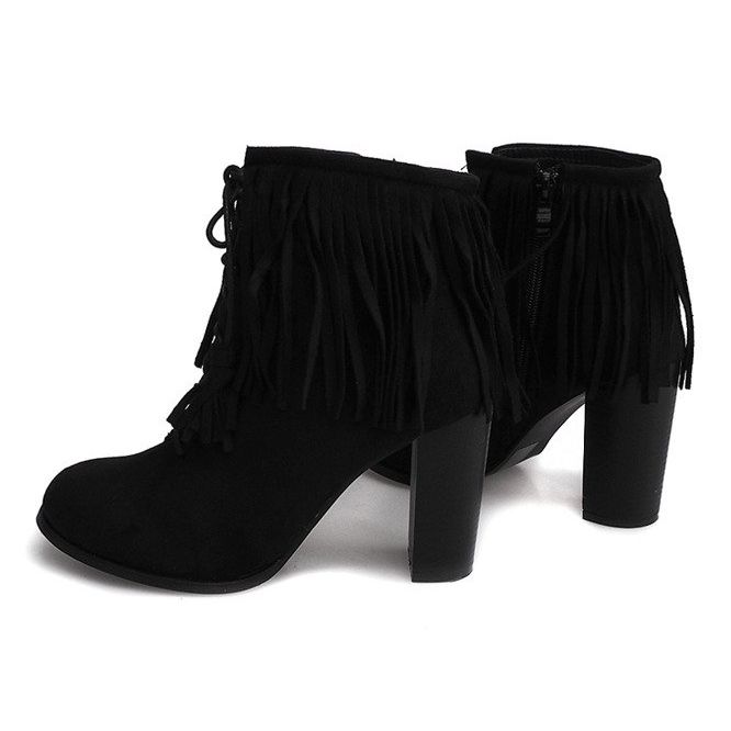 Botas de camurça em poste Boho F-148 BLACK preto 1