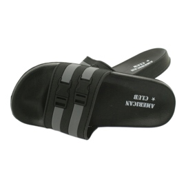 American Club Chinelos de piscina American NH16 de duas listras preto cinza 2