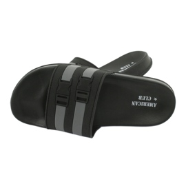 American Club Chinelos americanos de duas listras masculinos NH15 preto cinza 3