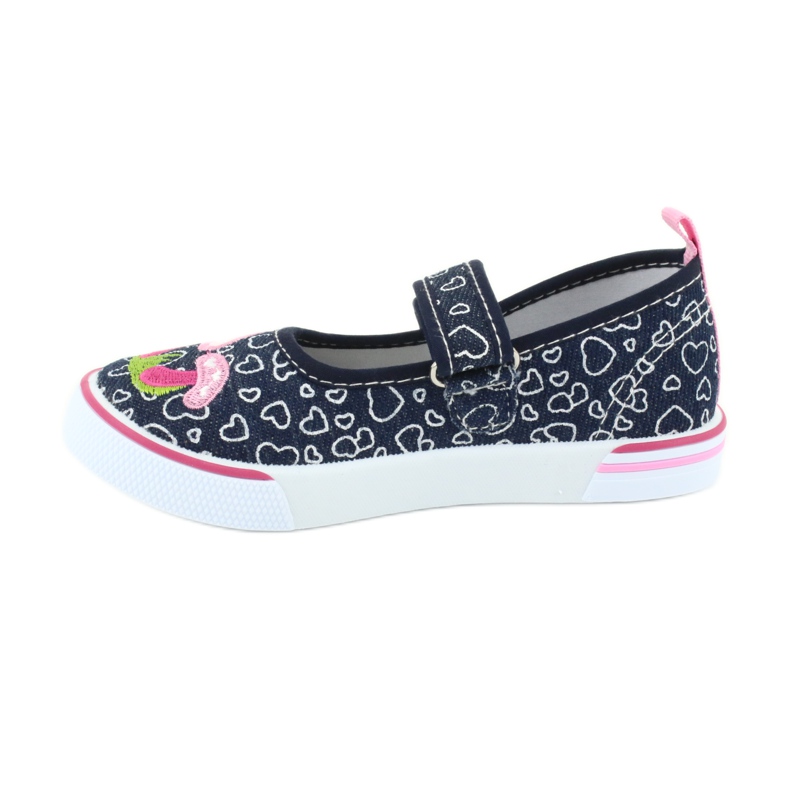 American Club Tênis de bailarina com Velcro TEN15 corações branco azul marinho rosa 1
