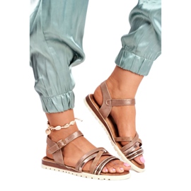 EVE Sandálias femininas lisas marrom - Replay castanho amarelo 2