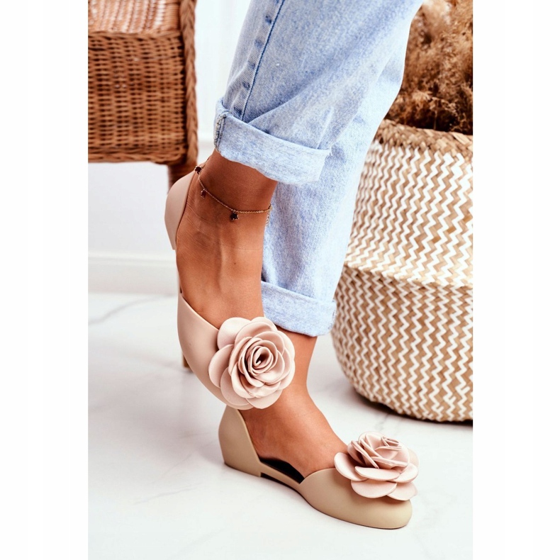 LU BOO Bailarinas de borracha Meliski flores Bege Ester 1