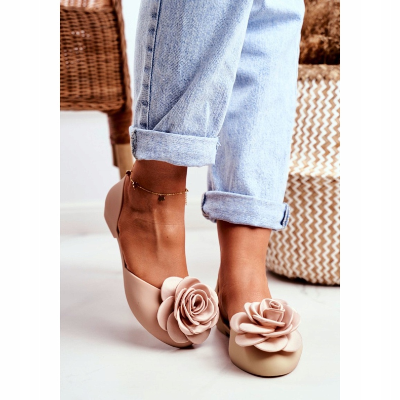 LU BOO Bailarinas de borracha Meliski flores Bege Ester 2