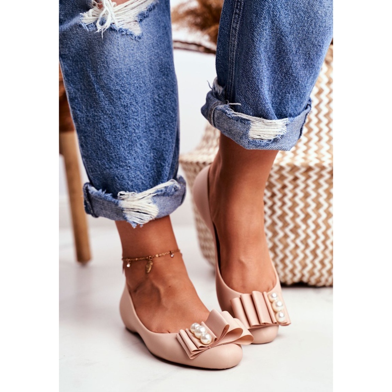 LU BOO Bailarinas de borracha Meliski faz uma reverência bege Joleen 1