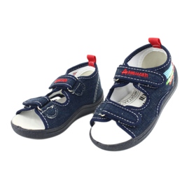 American Club Sapatos infantis sandálias americanas palmilha de couro TEN46 vermelho azul marinho 2
