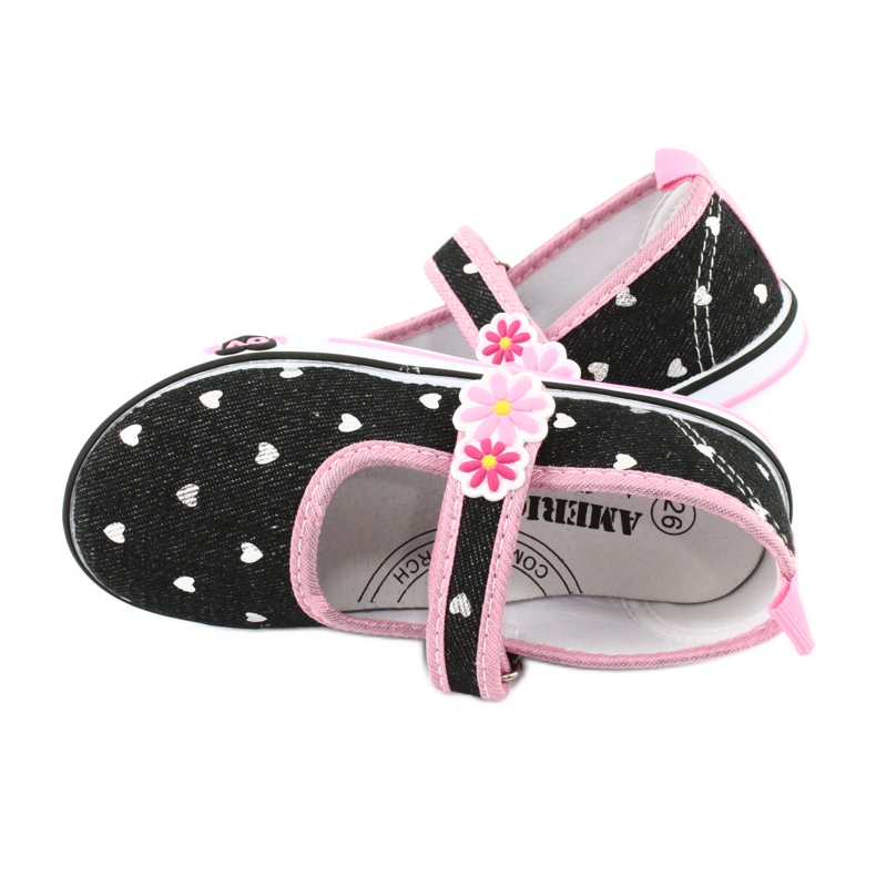 American Club Tênis de velcro TEN14 preto rosa 4