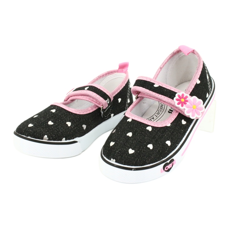 American Club Tênis de velcro TEN14 preto rosa 2