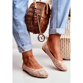 Lu Boo Feminino Bege Openwork Ballerinas Trançado Carry 1