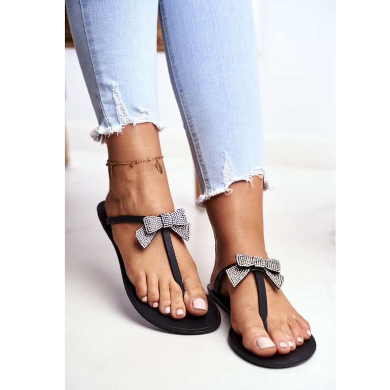 LU BOO Chinelos femininos de borracha pretos chinelos com arcos da Geórgia 1