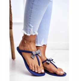 LU BOO Chinelos femininos de borracha azul marinho flip-flops Bows Georgia azul-marinho 1