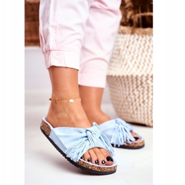 BUGO Chinelos femininos azuis na marina de cortiça azul 2