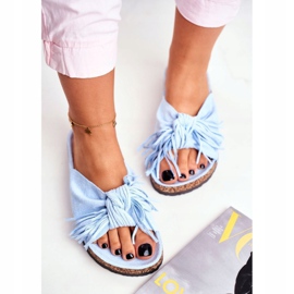 BUGO Chinelos femininos azuis na marina de cortiça azul 1