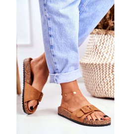 BUGO Chinelos femininos marrons com fivela ajustável rosalina marrom 2